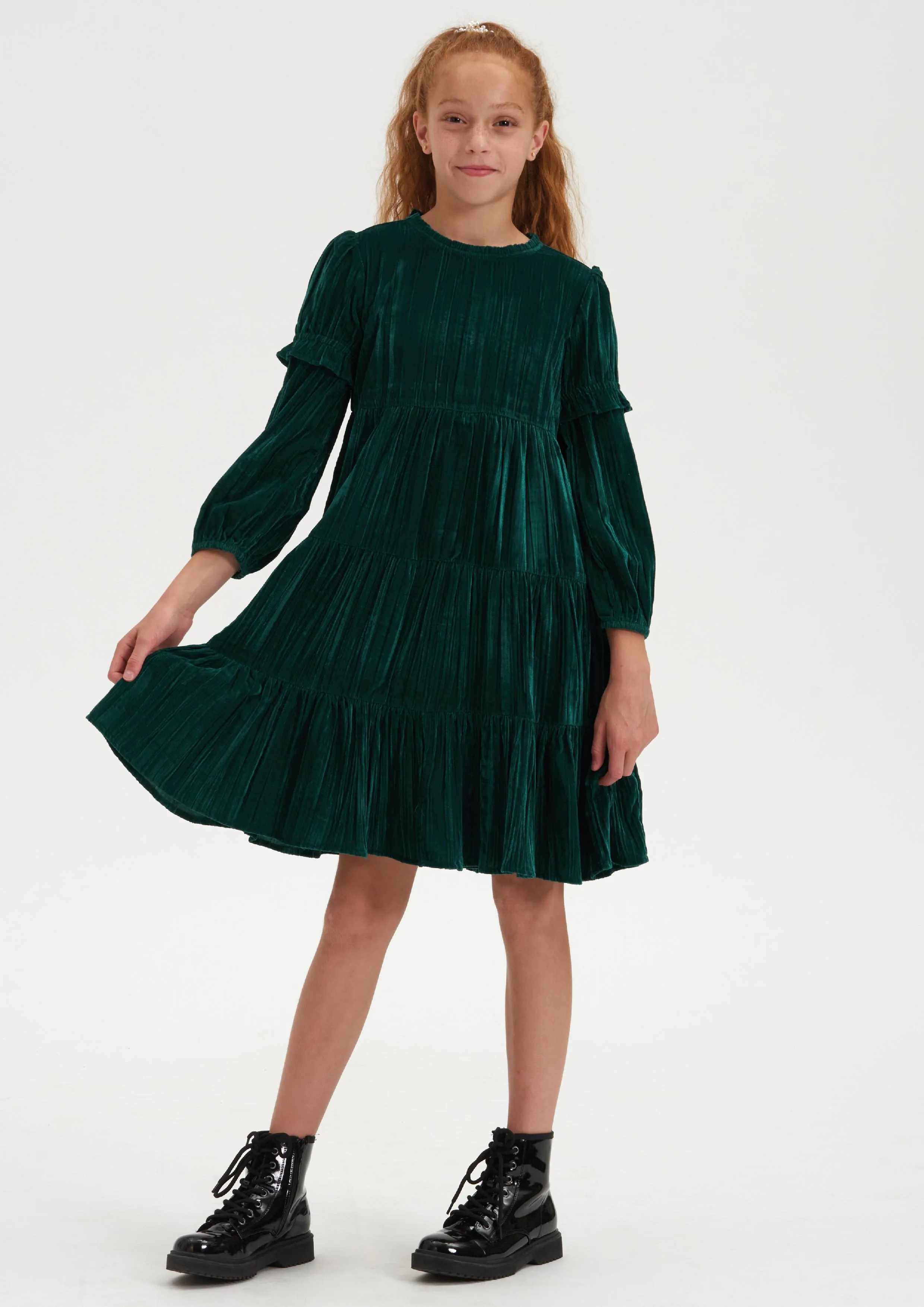 Adalyn Velvet Tiered Dress