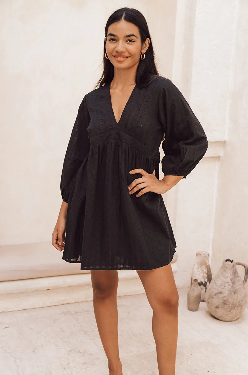 ALMA Mini Dress - black cotton