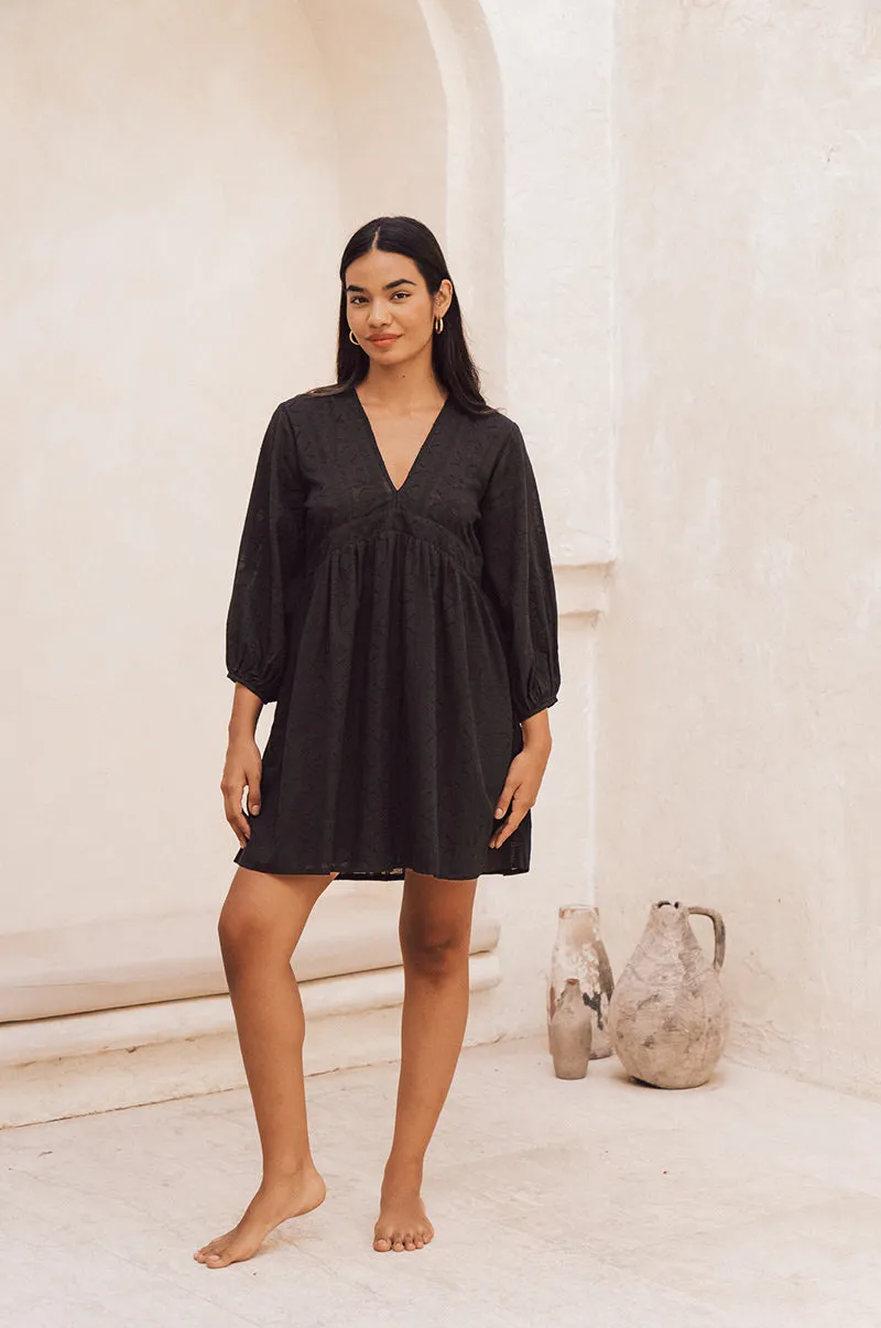 ALMA Mini Dress - black cotton