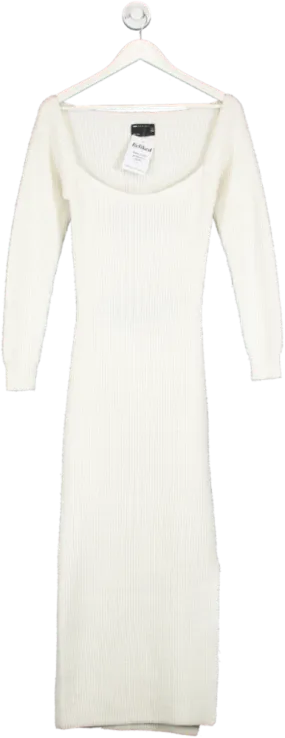 ASOS White Ribbed Knit Dress With Back Detail UK 8