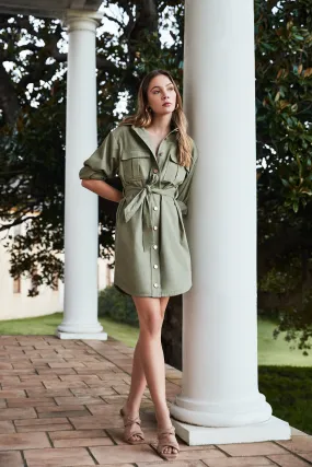 Aster Shirt Dress (Sage)