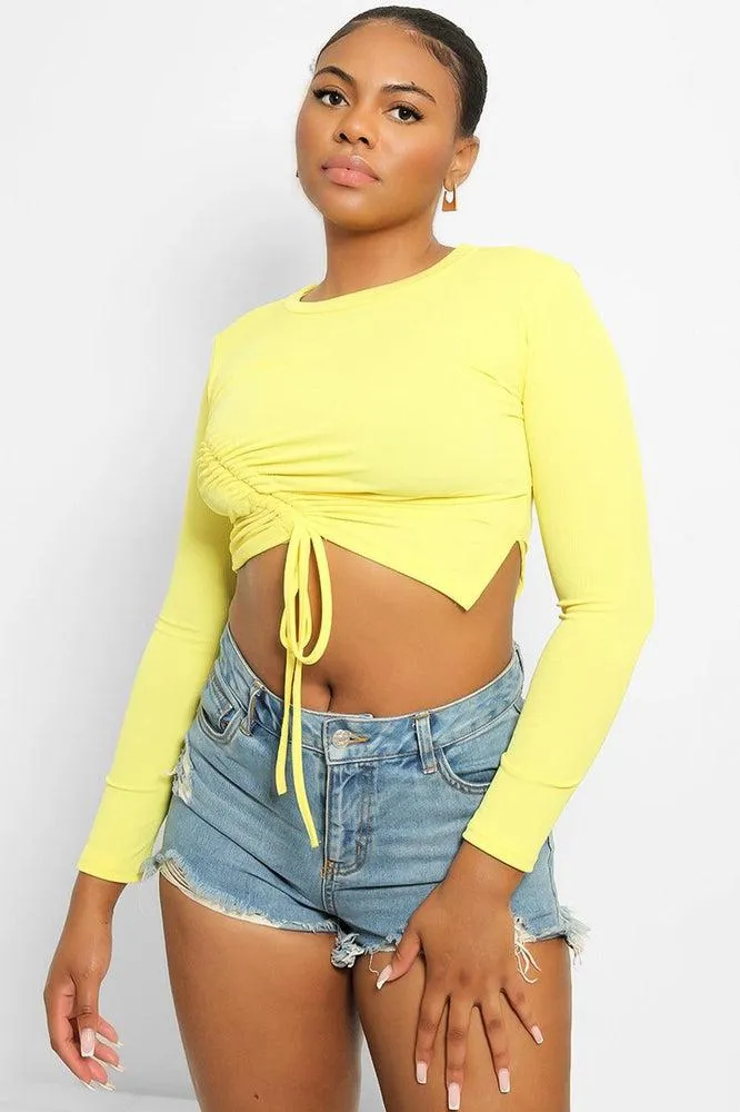 Asymmetric Drawstring Cropped Top