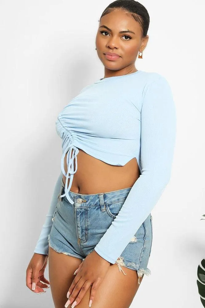 Asymmetric Drawstring Cropped Top