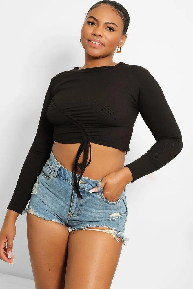 Asymmetric Drawstring Cropped Top