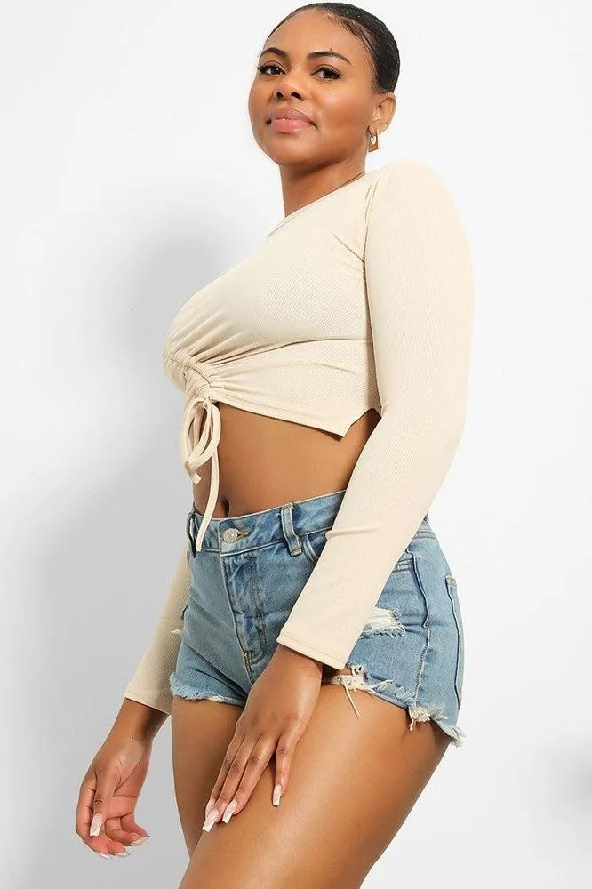 Asymmetric Drawstring Cropped Top