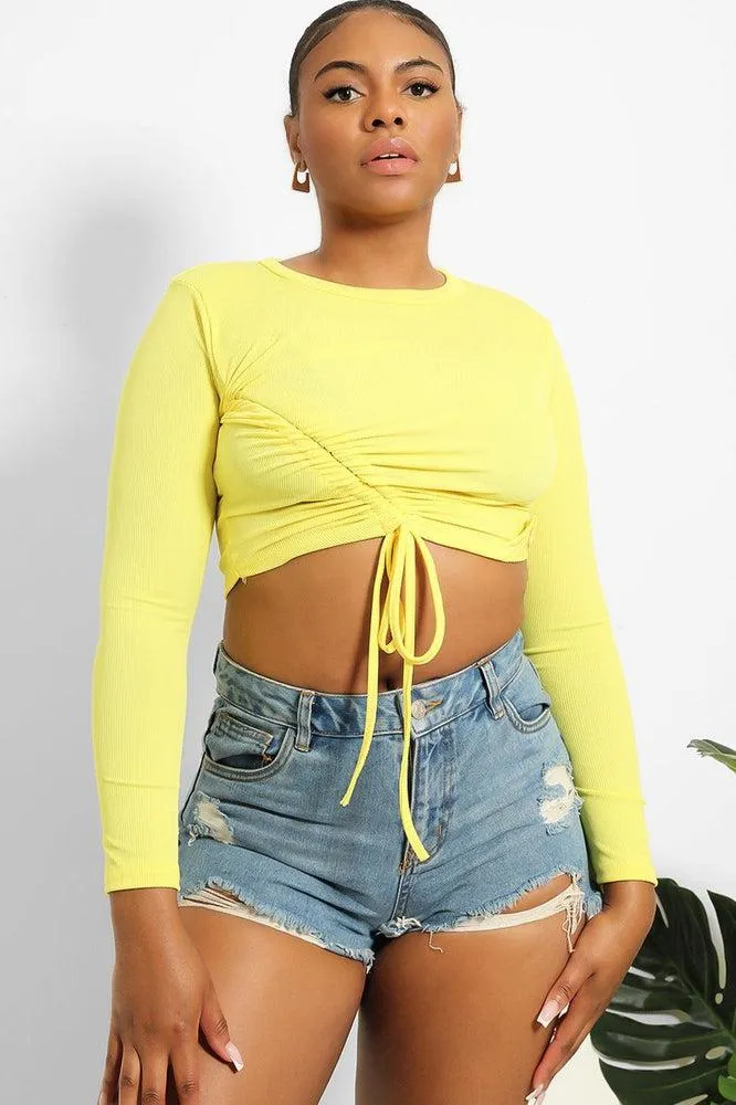 Asymmetric Drawstring Cropped Top