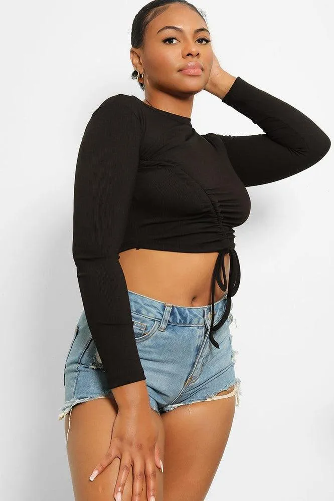 Asymmetric Drawstring Cropped Top