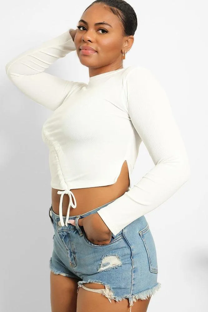 Asymmetric Drawstring Cropped Top