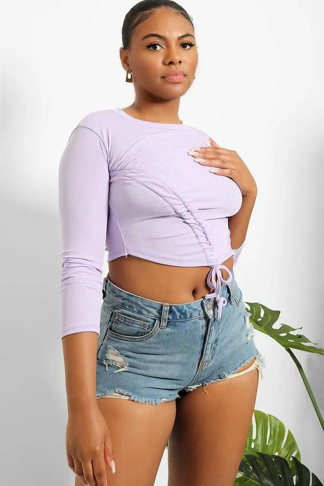 Asymmetric Drawstring Cropped Top