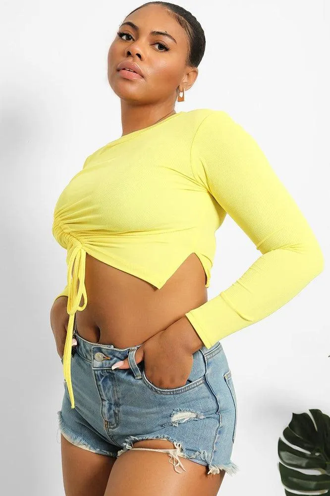 Asymmetric Drawstring Cropped Top