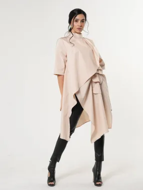 Asymmetric Tunic Shirt In Beige