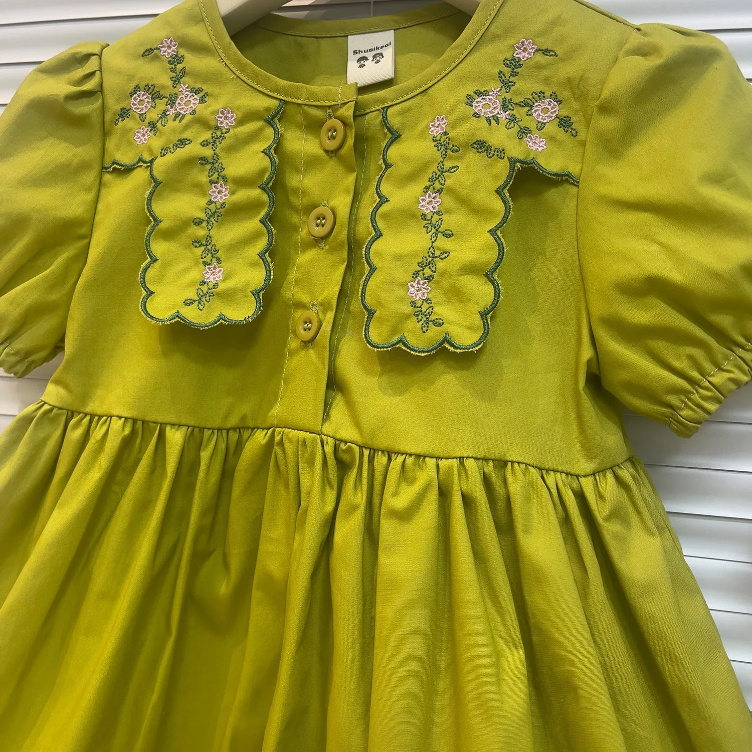 Baby Kid Girls Flower Embroidered Dresses