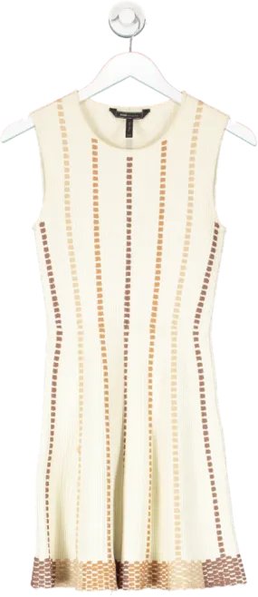 BCBGMAXAZRIA Beige Ribbed Swing Mini Dress UK XXS