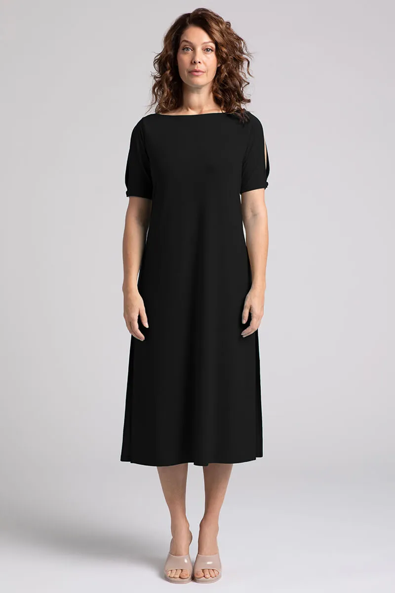 Boat Neck T-Shirt Dress | Black