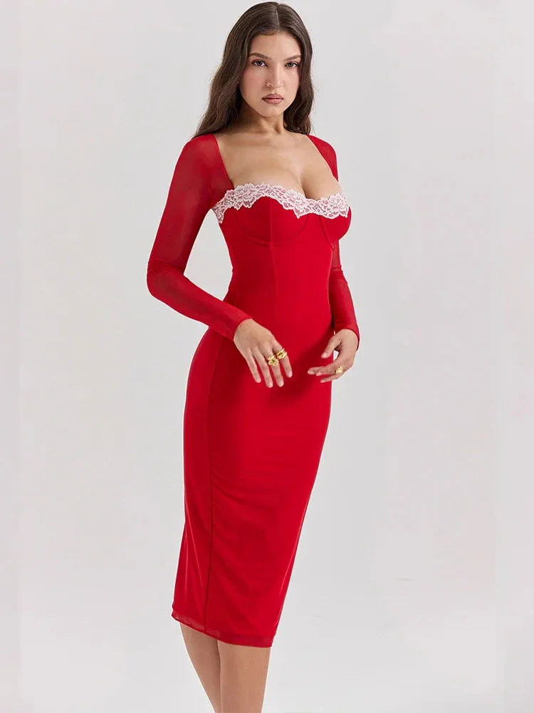 Bodycon Elegant Strapless Autumn Winter Nightclub Sexy Midi Dress