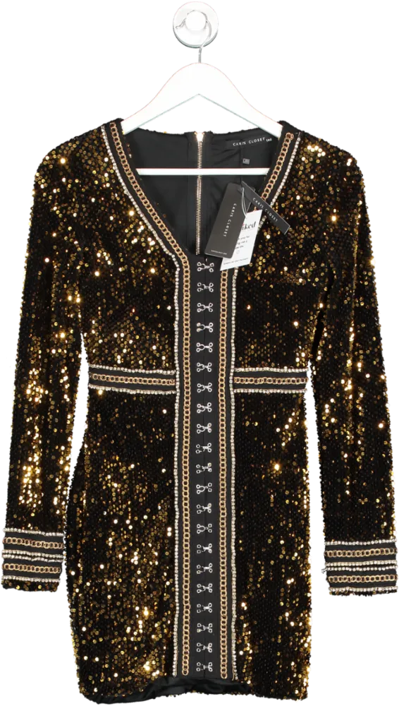 Cari's Closet Metallic embellished Sequin Mini Dress UK 6