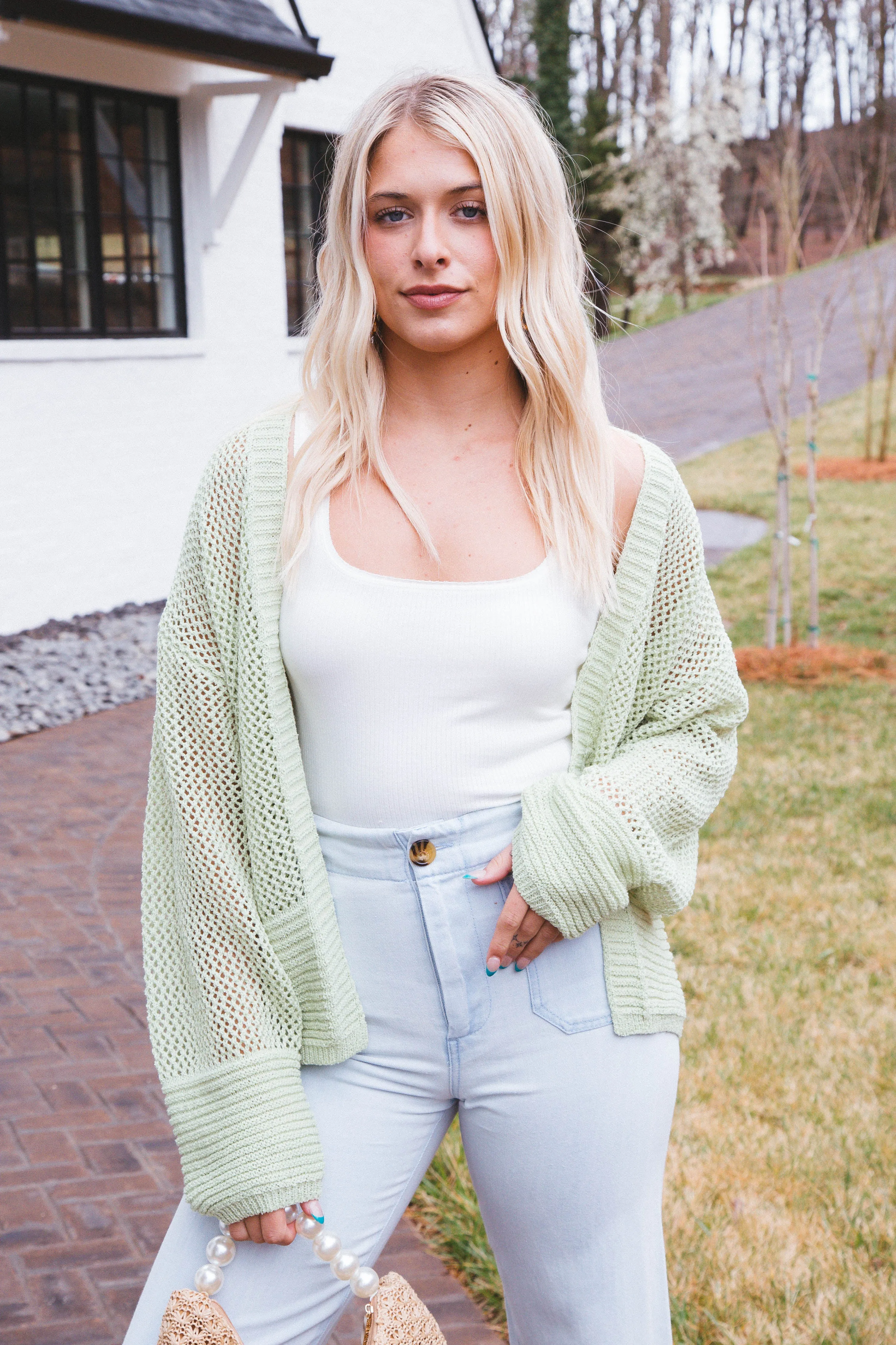 Carly Square Neck Cropped Tank, Off White