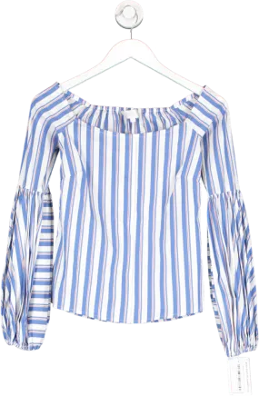 Caroline Constas Blue Off The Shoulder Striped Top UK XS