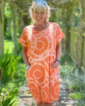 Cotton Dress - Tie-Dye With Pockets Orange