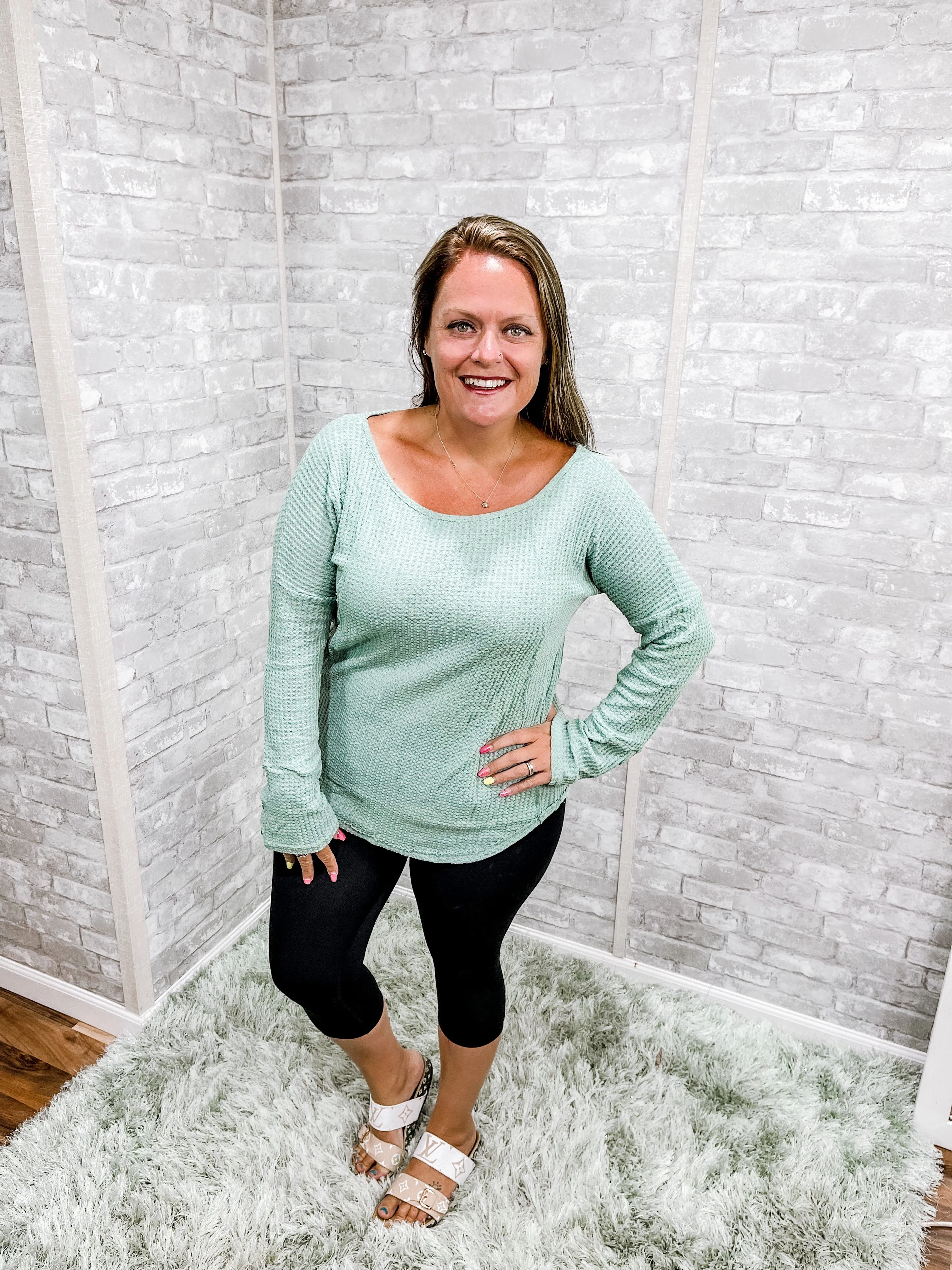 Cozy Dreams Teal Waffle Tunic