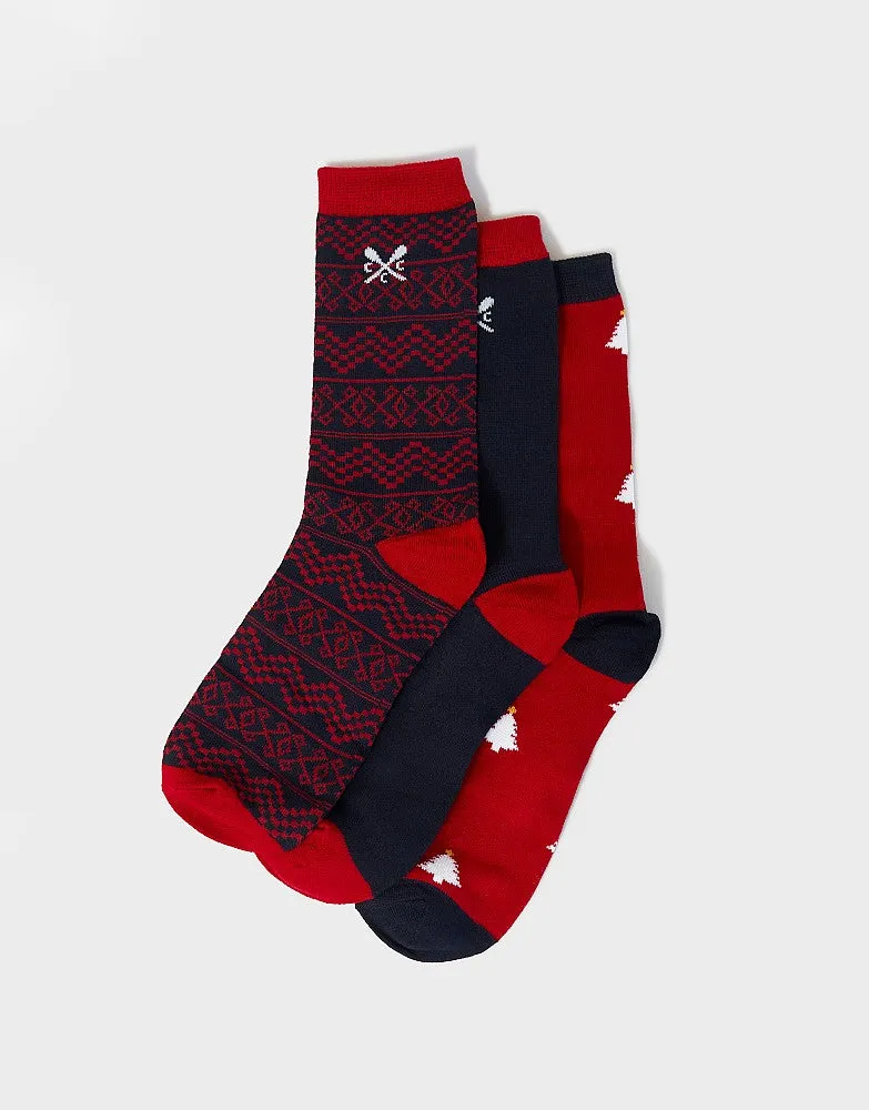 Crew Clothing - Bamboo Sock Box - Raspberry Navy