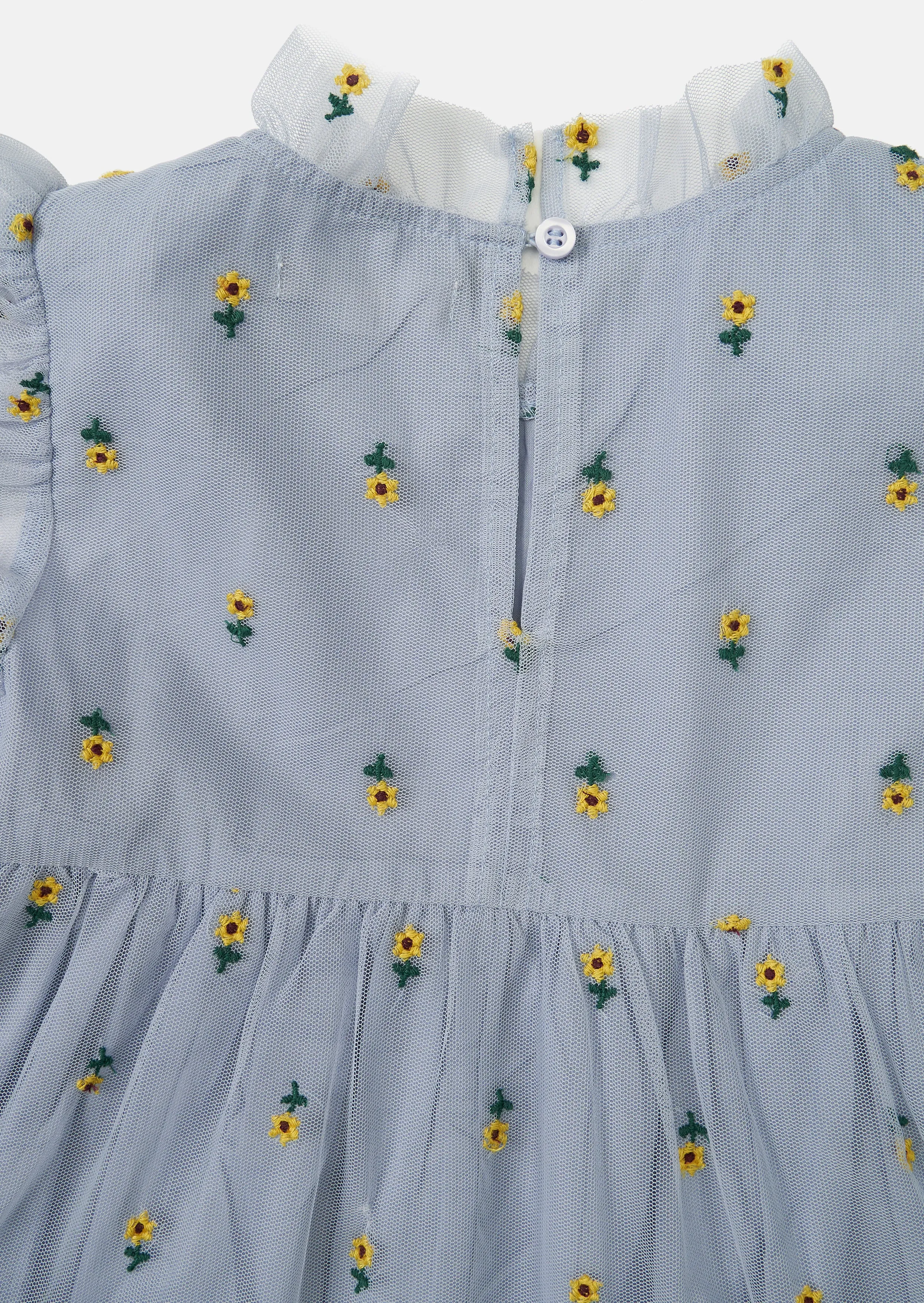 Daisy Embroidered Mesh Dress