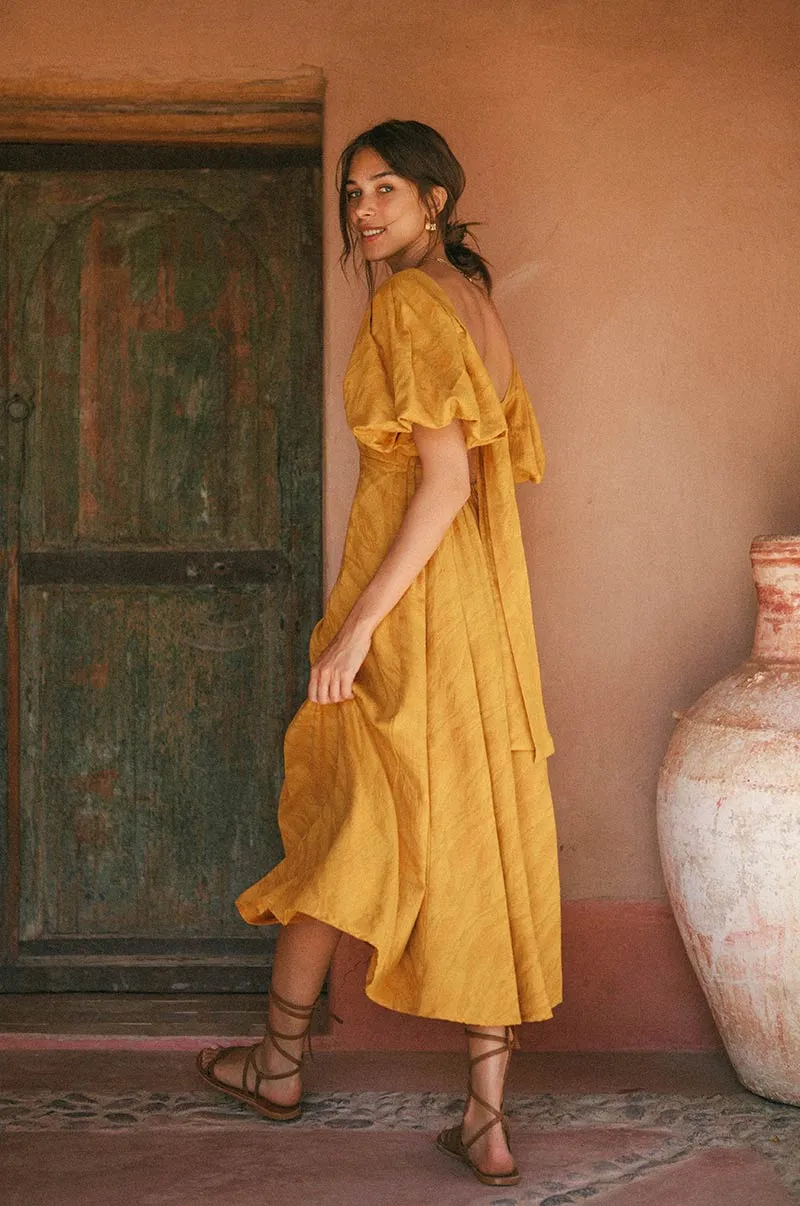 DAYDREAM Midi Dress - marigold cotton blend