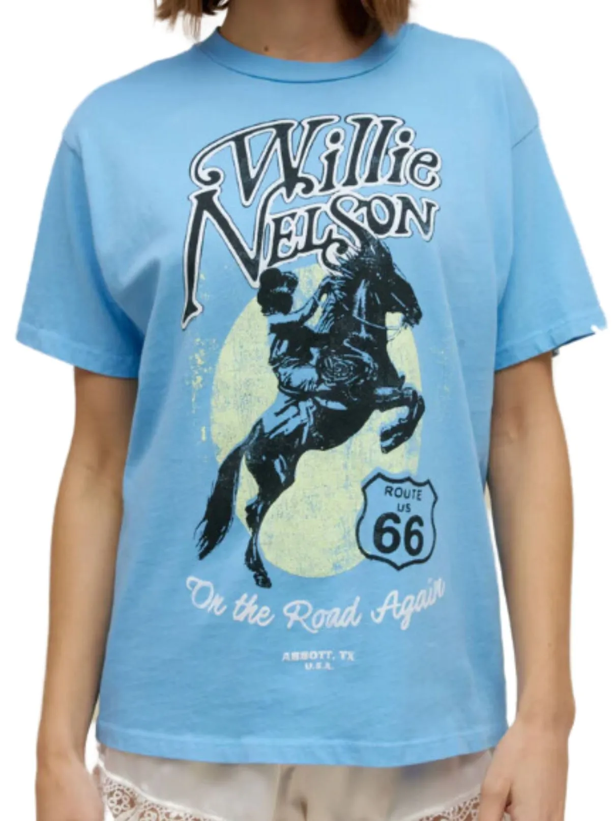 Daydreamer Willie Nelson Route 66 Weekend Tee | Vintage Blue