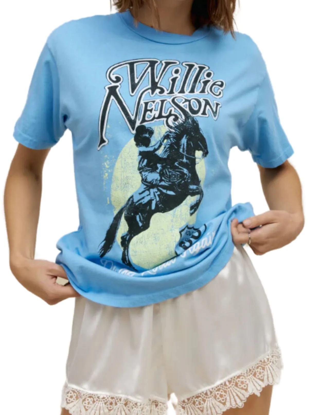 Daydreamer Willie Nelson Route 66 Weekend Tee | Vintage Blue