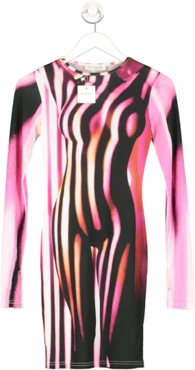 Duo Daze Pink Illusion Print Mini Dress UK XS