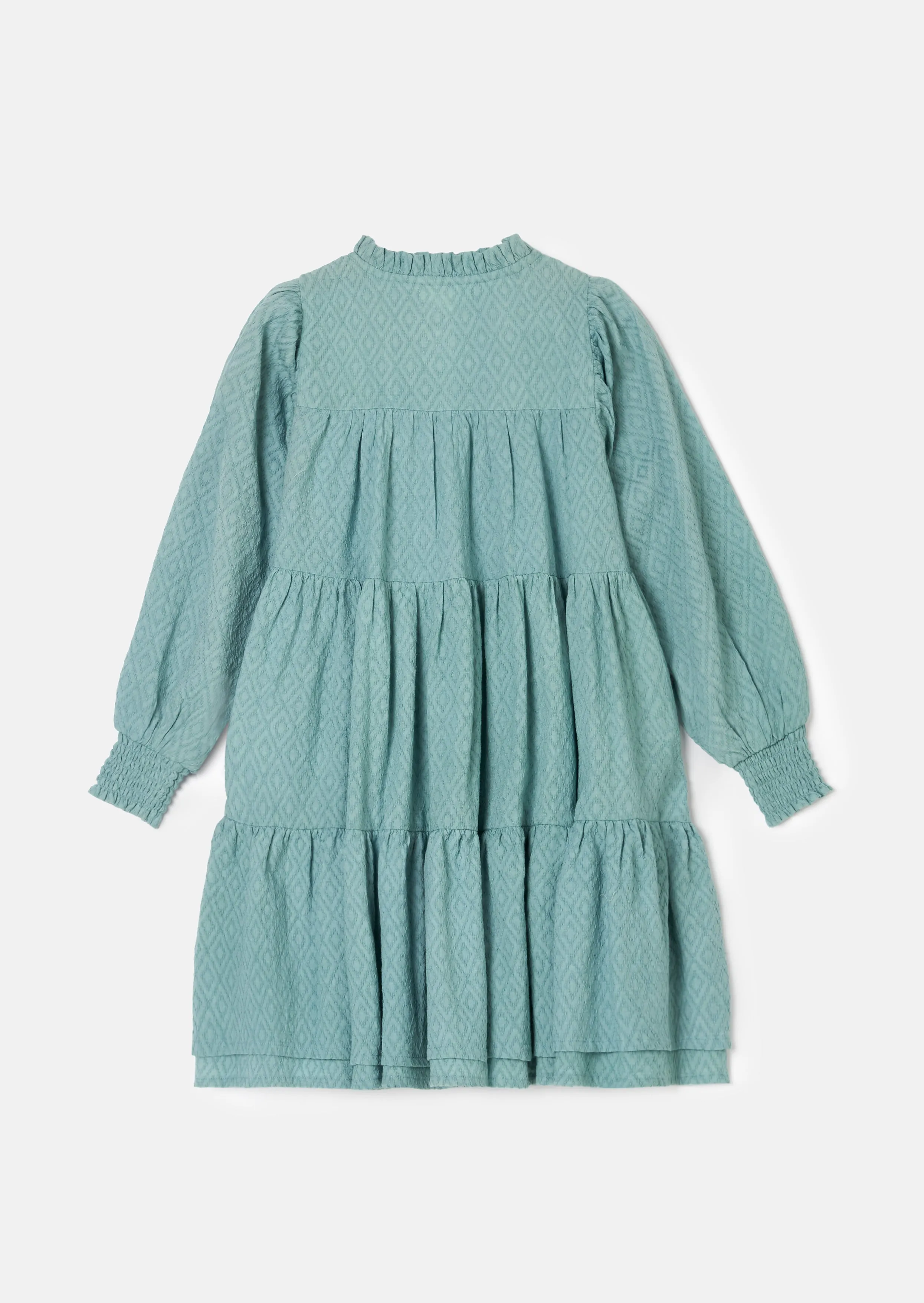 Ellerie Green Textured Tiered Dress