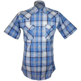 Ely Cattleman Men's Short Sleeve Plaid Print Snap Shirt