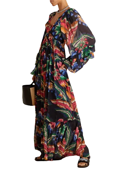 Farm Rio Multicoloured Chevron Forest Maxi Dress UK L