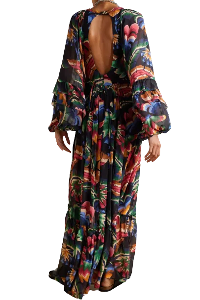 Farm Rio Multicoloured Chevron Forest Maxi Dress UK L