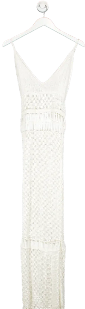 Flook The Label Cream Crochet Beach Maxi Dress Luana UK XS