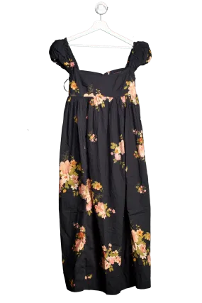 Free People Black Linda Lou Poplin Maxi Dress UK XS