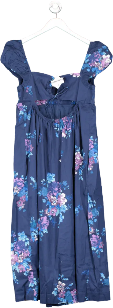 Free People Blue Linda Lou Poplin Maxi Dress UK M