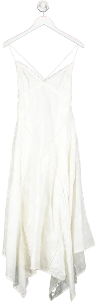 Free People Cream Embroidered Button Back Detail Midi Dress UK 8