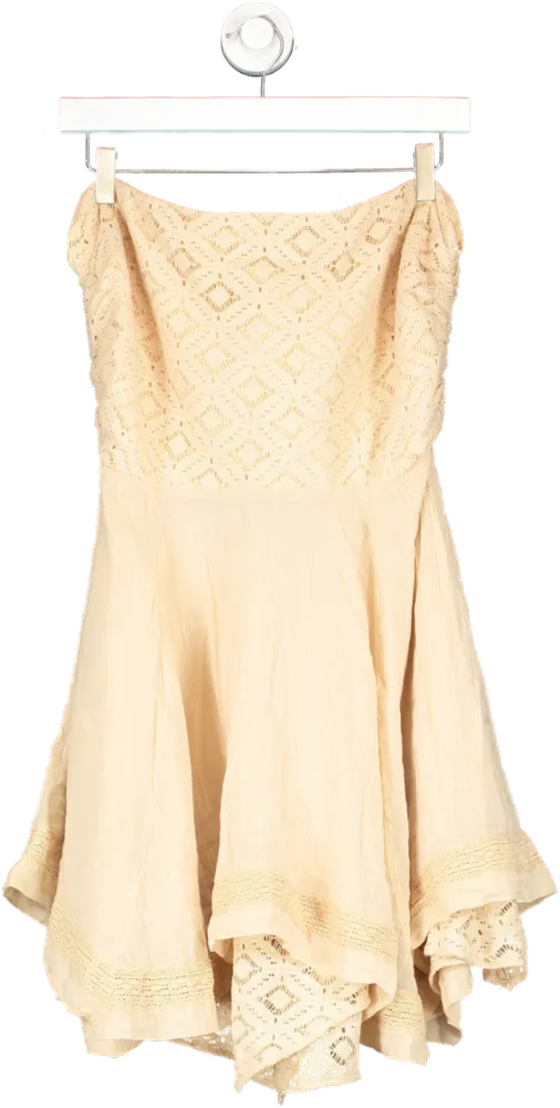 Free People Nude Renata Reversible Mini Dress In Peach Sands UK L