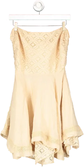 Free People Nude Renata Reversible Mini Dress In Peach Sands UK L