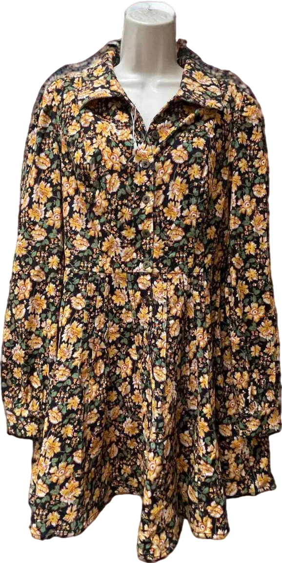 Free People Yellow Floral Marvelous Mia Mini Dress UK 6