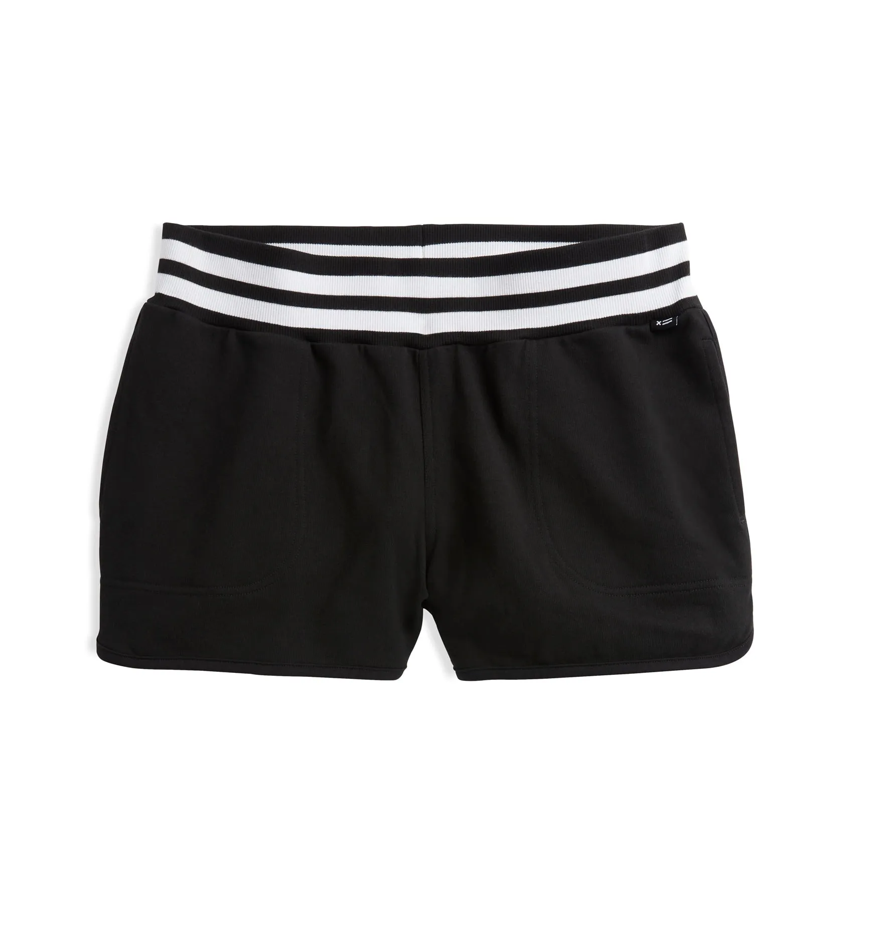 French Terry Track Shorts LC - Black with Striped Rib