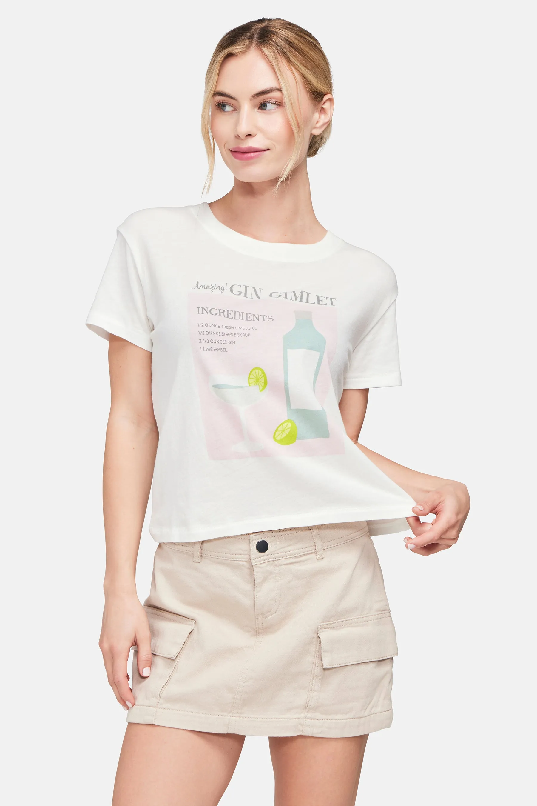 Gin Gimlet Charlie Crop Tee | Clean White