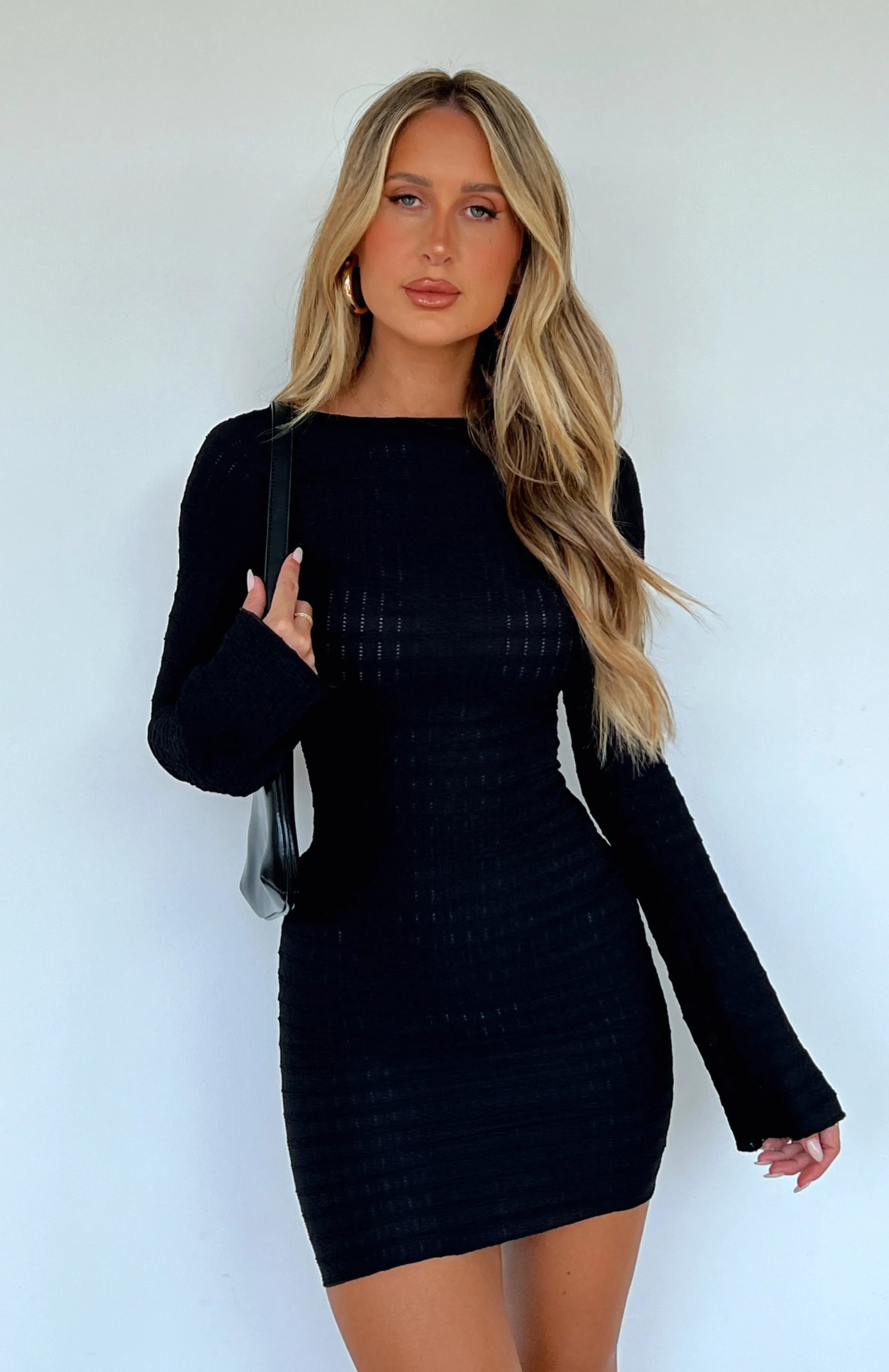 Girl Like You Long Sleeve Mini Dress Black