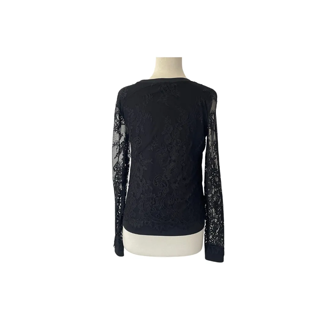 H&M Black Lace Crew-neck Top | Gently Used |