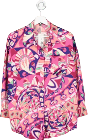 hers & mine Multicoloured Print Satin Shirt UK S