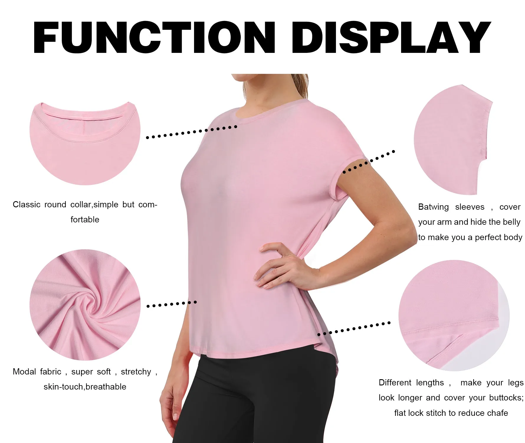 Hip Length Short Sleeve Shirt lightpink