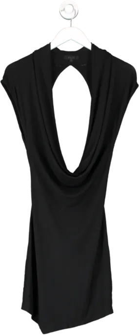 h:ours Black Draped Front Ultra Low Back Mini Dress UK S