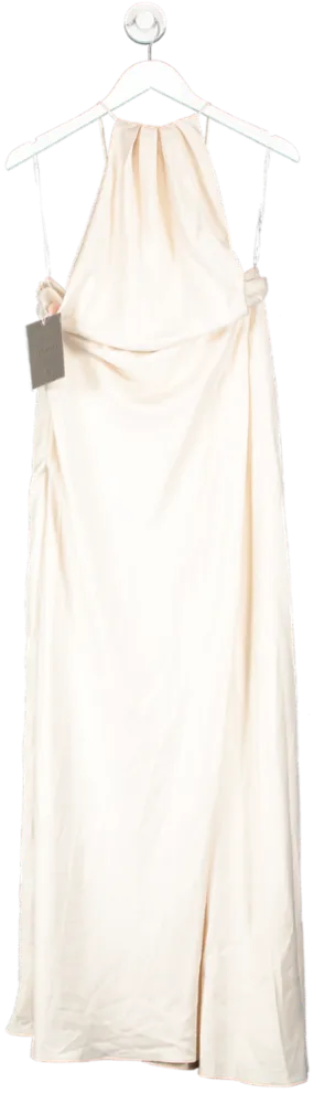 House of CB Cream Zanab Thigh Split Maxi Dress UK S