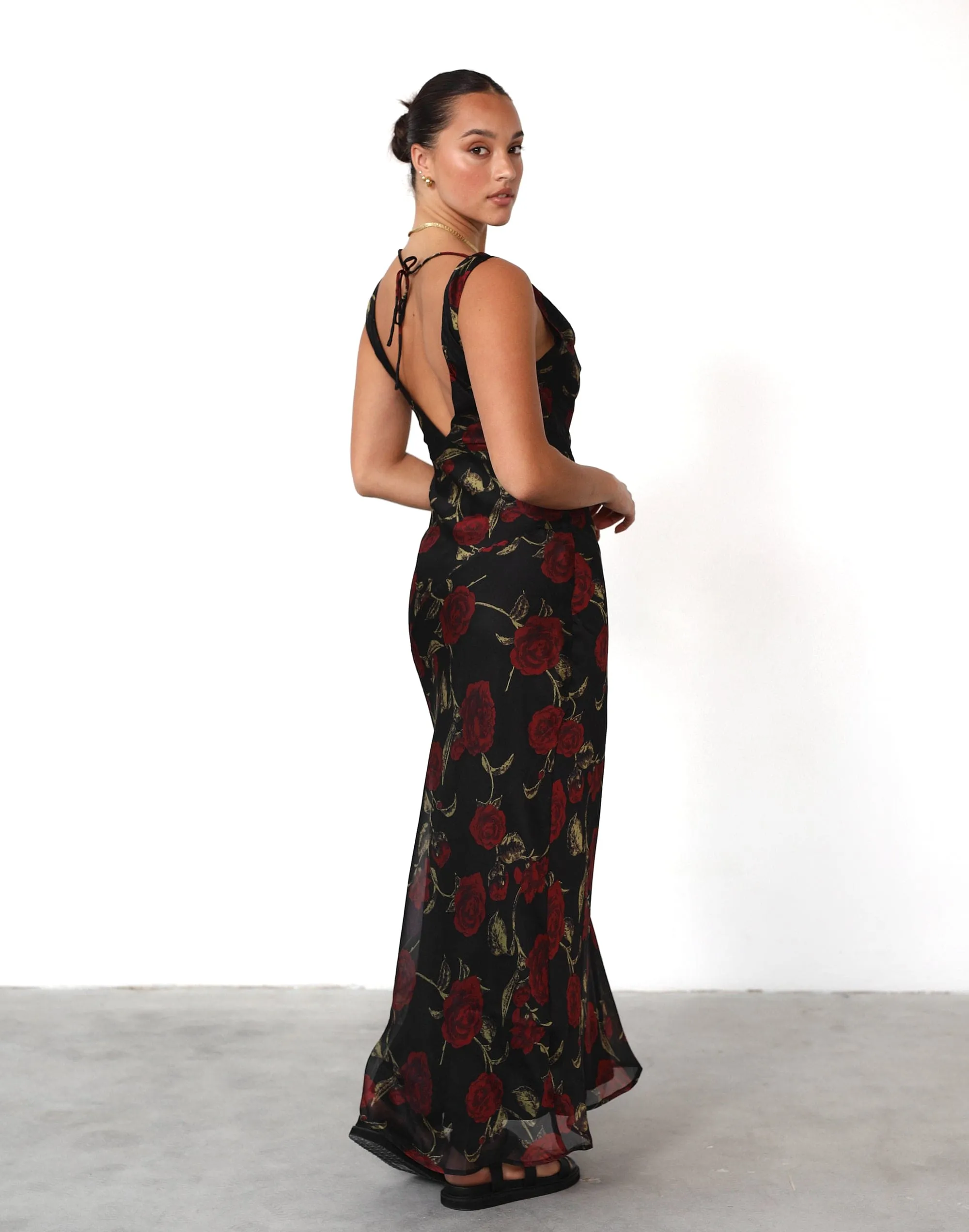 Imogen Maxi Dress (Black Floral)